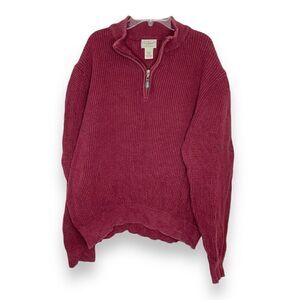 L.L. Bean Menswear Wicked Soft Cotton/Cashmere Waffle Knit 1/2 Zip Sweater Siz L